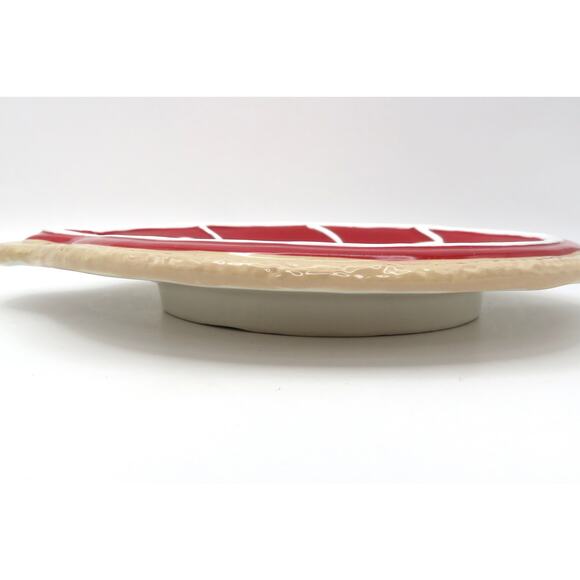 Fitz & Floyd Santa’s Kitchen Ornament Small Ceramic Platter Red Cookie Plate - Picture 7 of 10